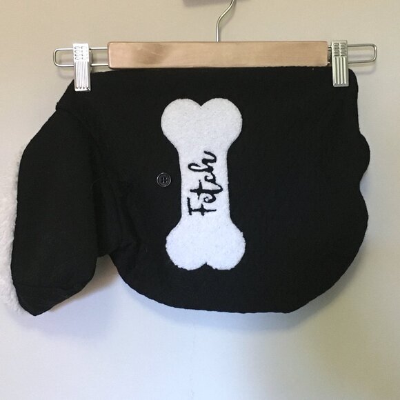 Black Quilted 'Fetch' Dog Hoodie + Doggy Paw Knit Sweater - Picture 7 of 13